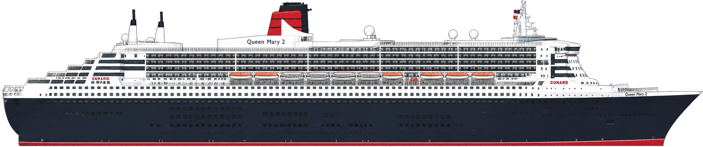 Queen Mary 2 side profile
