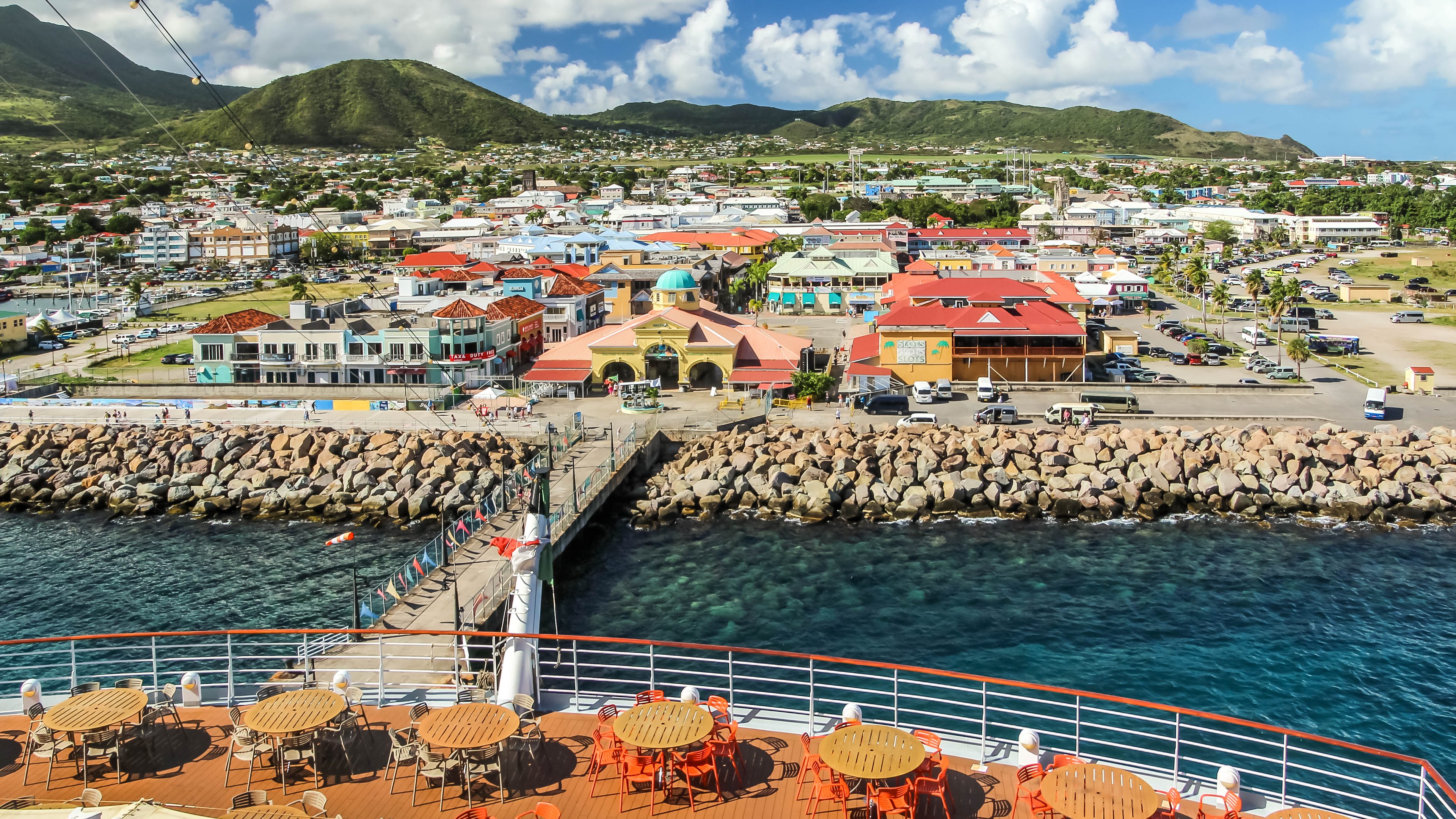 Port Zante cruise terminal and Basseterre seen from a cruise ship's deck