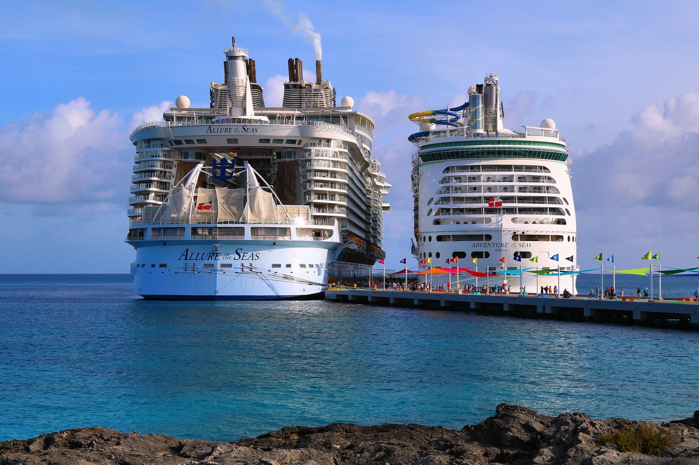 Allure of the Seas and Adventure of the Seas at Perfect Day at CocoCay