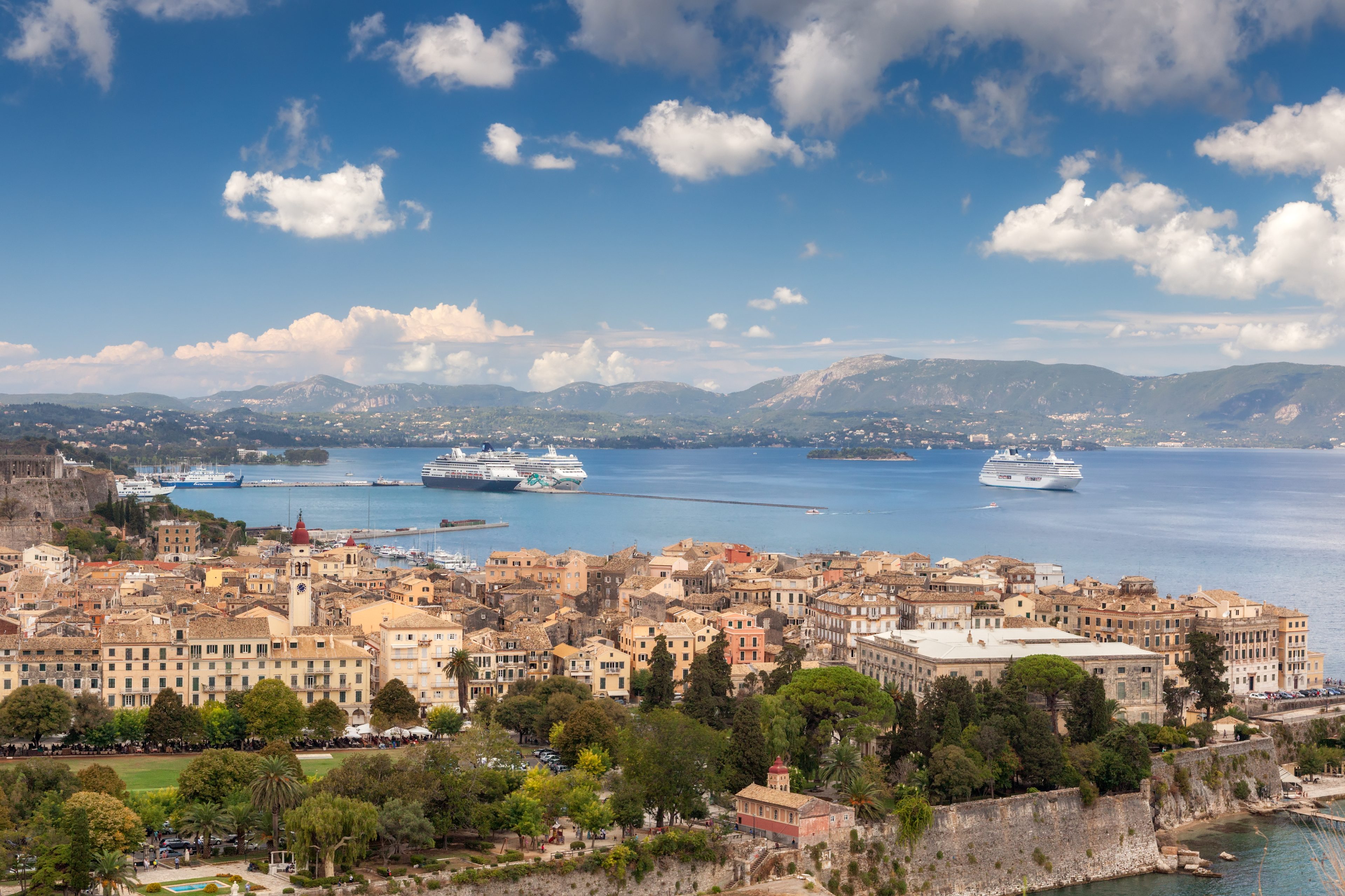 The Old Town of Corfu and its harbor seen from the Old Fortress