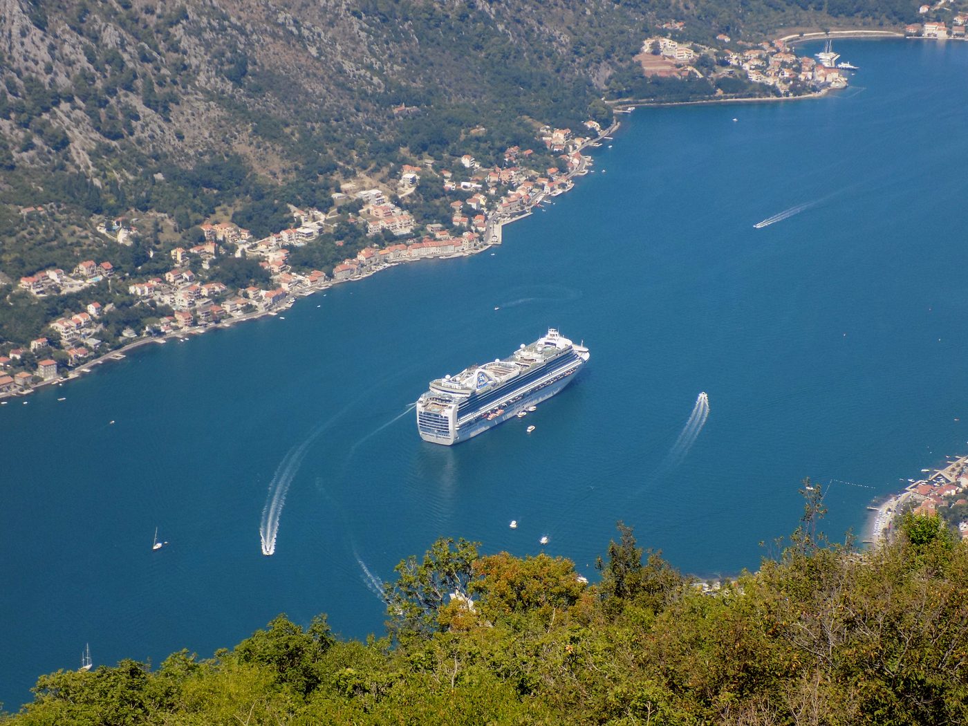 A cruise ship in the Bay of Kotor
