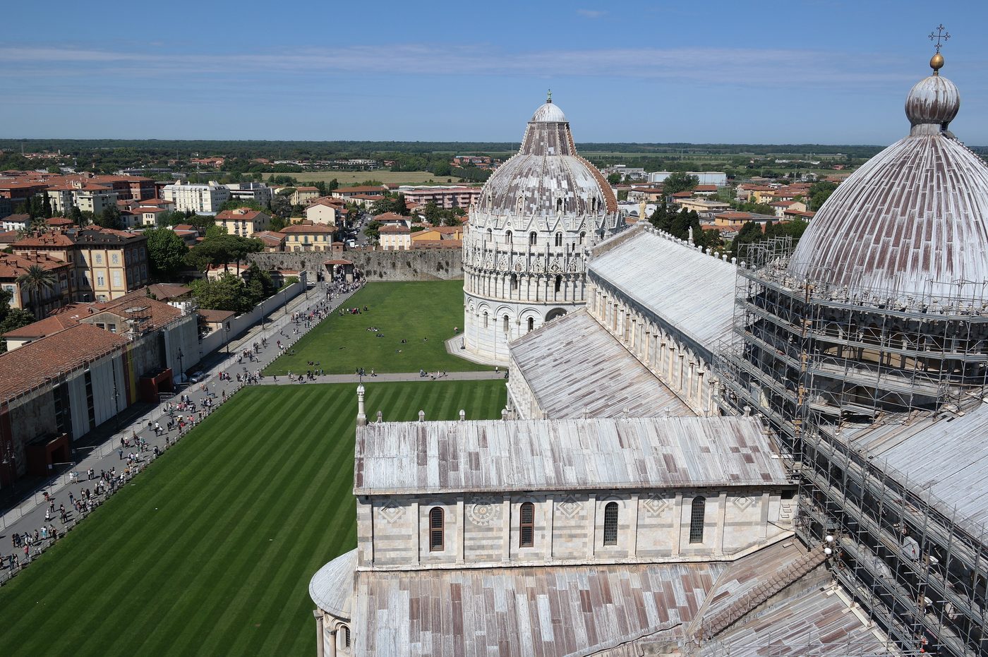 Piazza dei Miracoli in Pisa seen from the Leaning Tower
