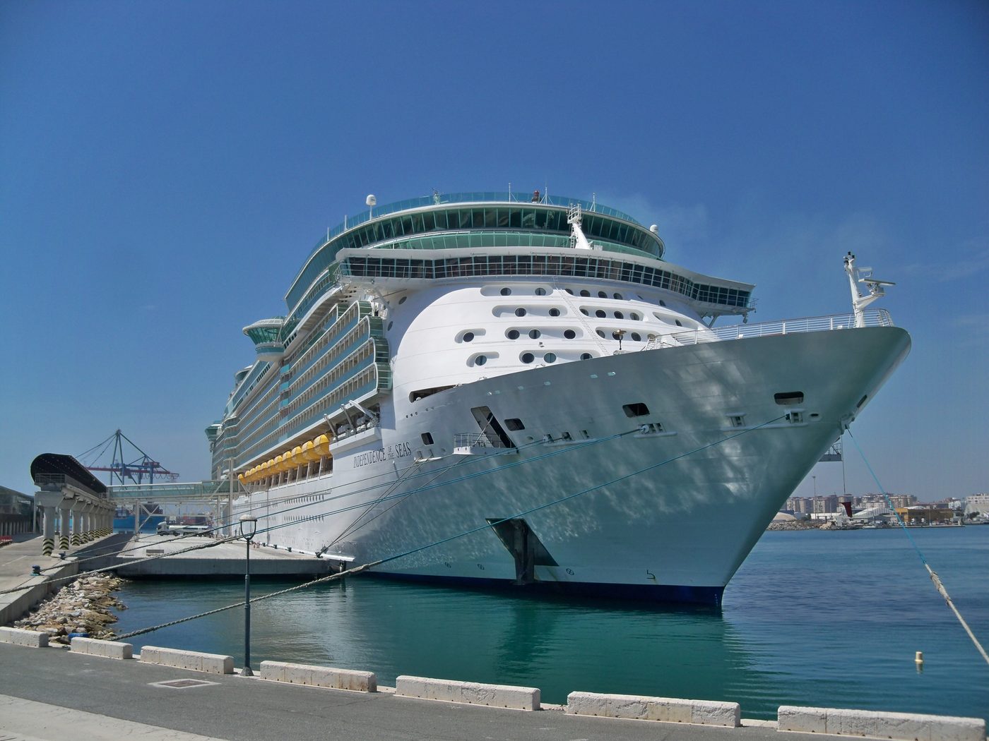 Independence of the Seas at a pier in the port of Malaga