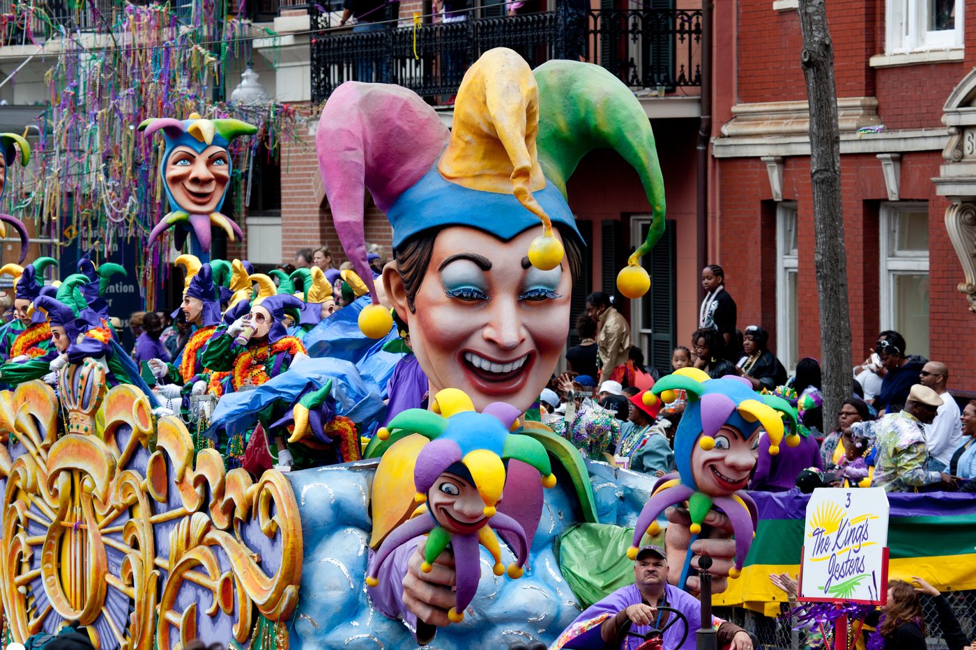 A colorful float in a Mardi Gras parade in New Orleans