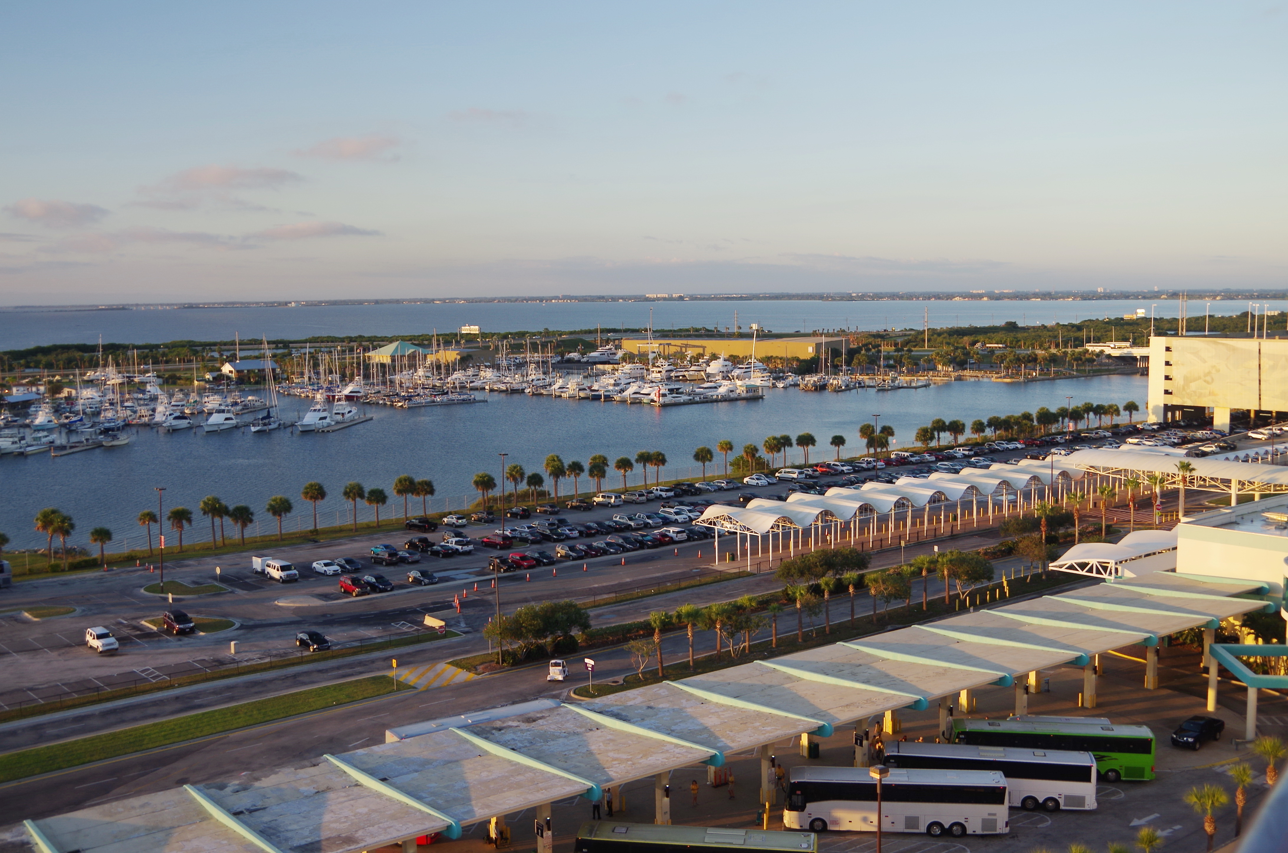 Marina and waterfront at Port Canaveral, photographed in 2015