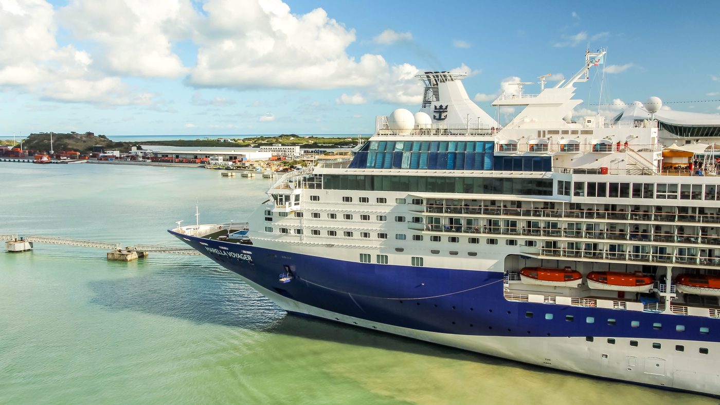 A cruise ship alongside at the Antigua Cruise Port in St John's