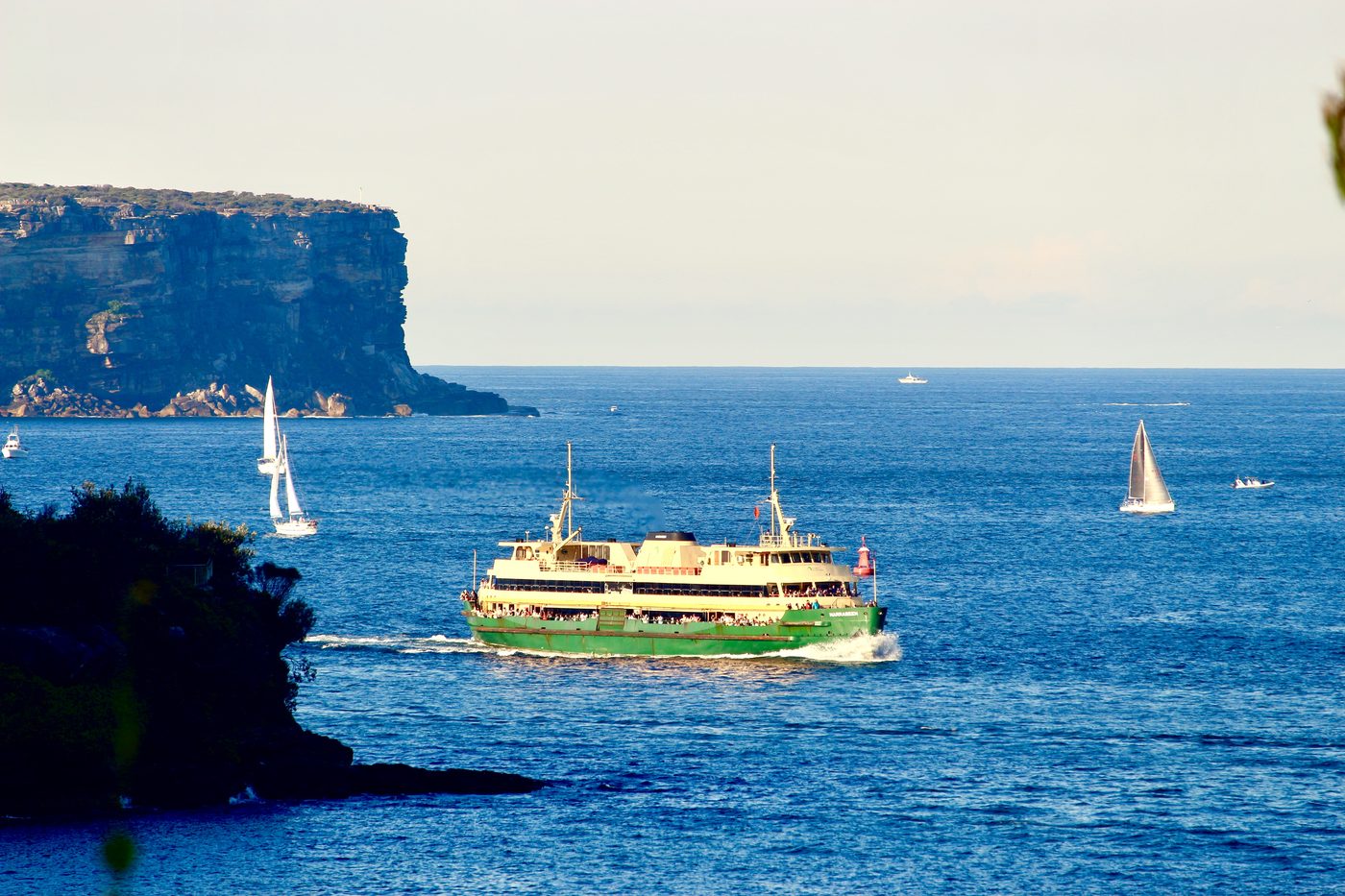 A Manly ferry crossing the harbor