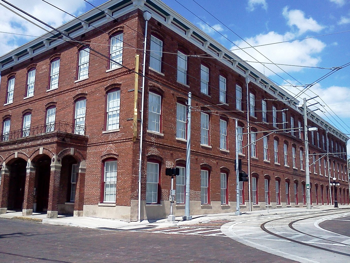 The first cigar factory built in Ybor City, a brick building