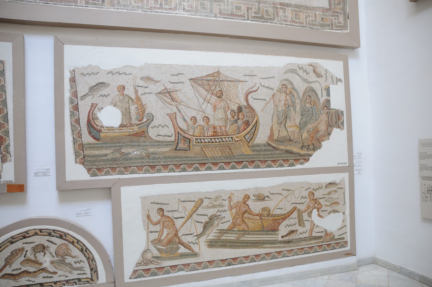 Roman mosaics with sea scenes in the Bardo National Museum