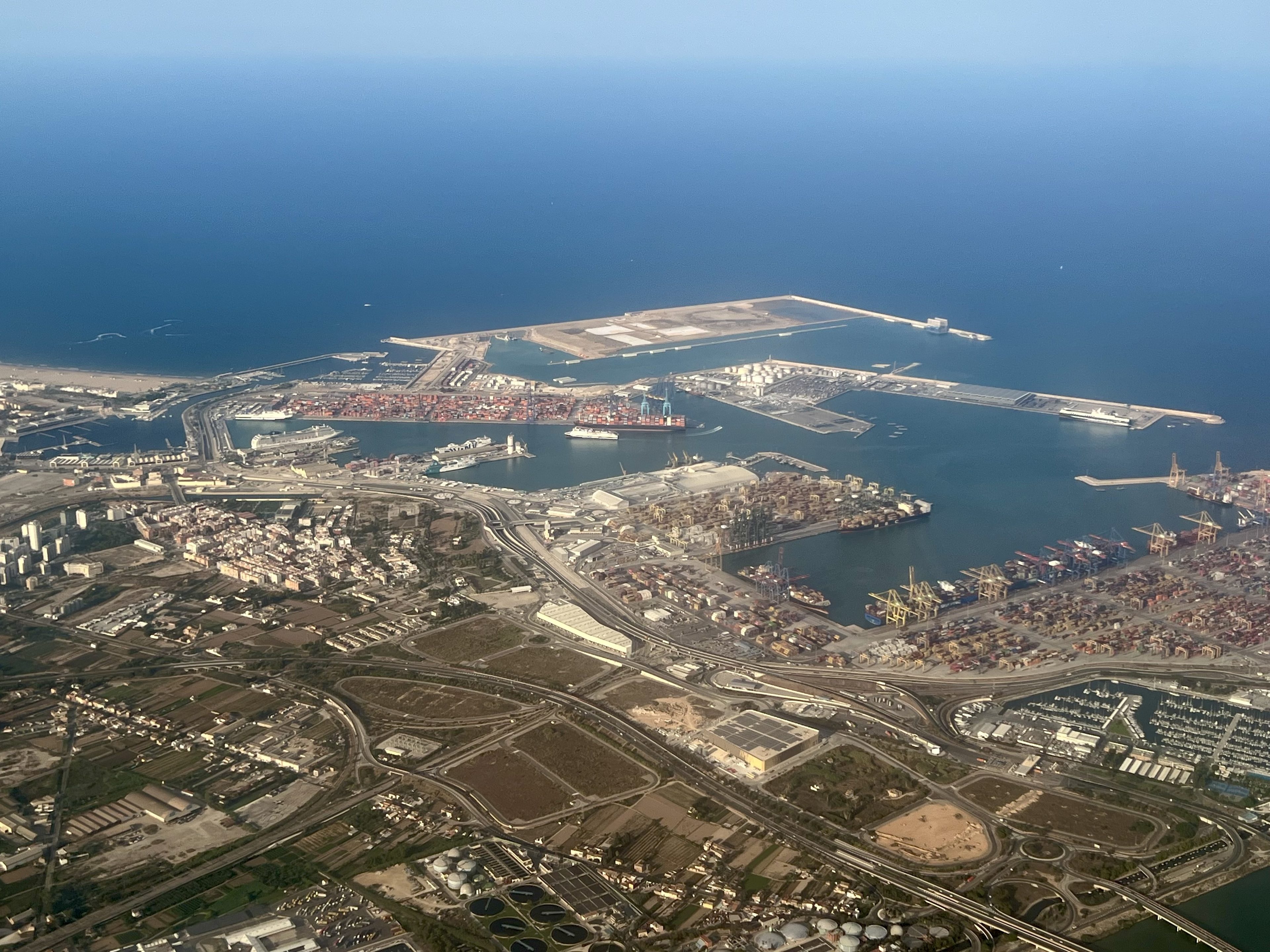 The port of Valencia seen from a plane