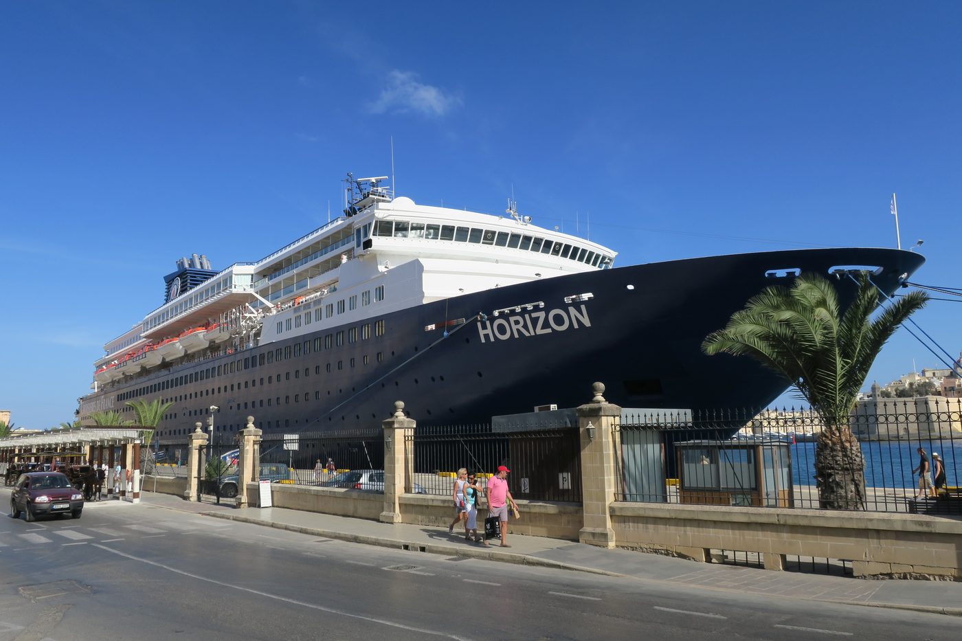 A cruise ship at the Grand Harbour in Malta